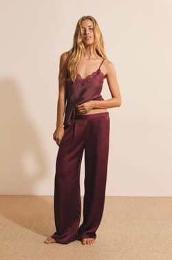 Pantalon de pyjama satin&eacute;;${refinementColor}