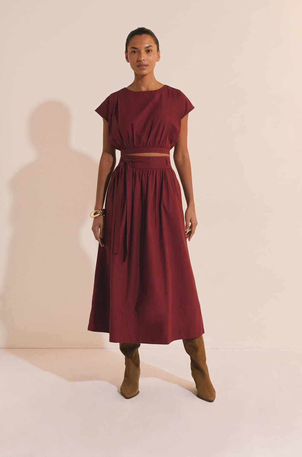 Jupe longue en coton;${refinementColor}