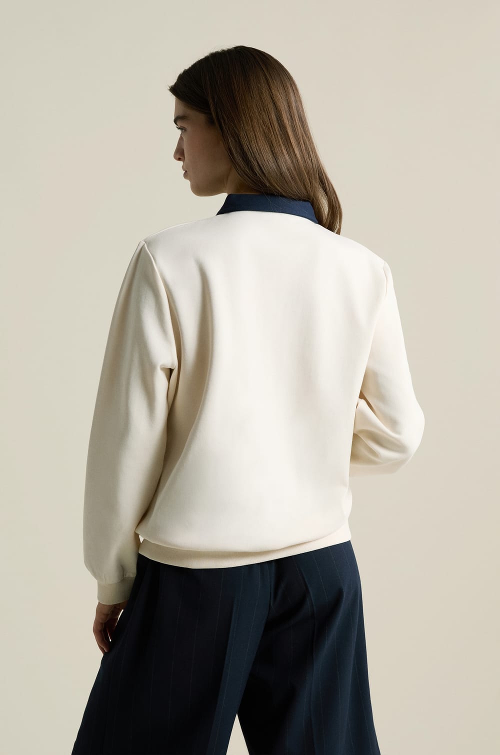 Sweatshirt bicolore col polo;${refinementColor}