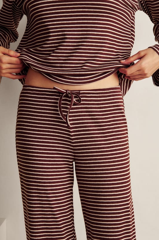 Gestreepte pyjamabroek met trekkoord;${refinementColor}