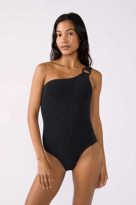 Maillot de bain 1 pi&egrave;ce asym&eacute;trique en mati&egrave;re extensible;${refinementColor}