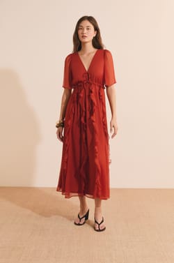 Robe midi manches courtes;${refinementColor}