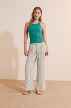 Pantalon de pyjama 7/8 &agrave; motifs;${refinementColor}