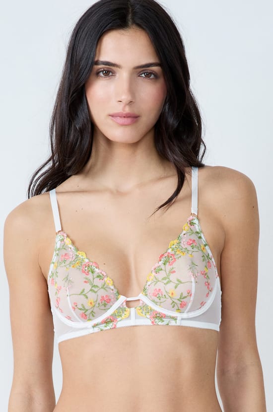 Demi bra with floral embroidery;${refinementColor}