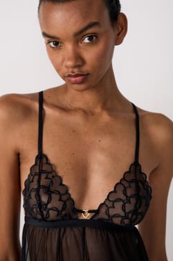 Short Transparent Voile Nightdress with Hearts;${refinementColor}