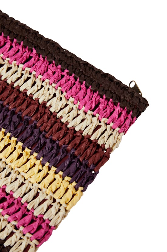 Pochette en raphia &agrave; rayures;${refinementColor}