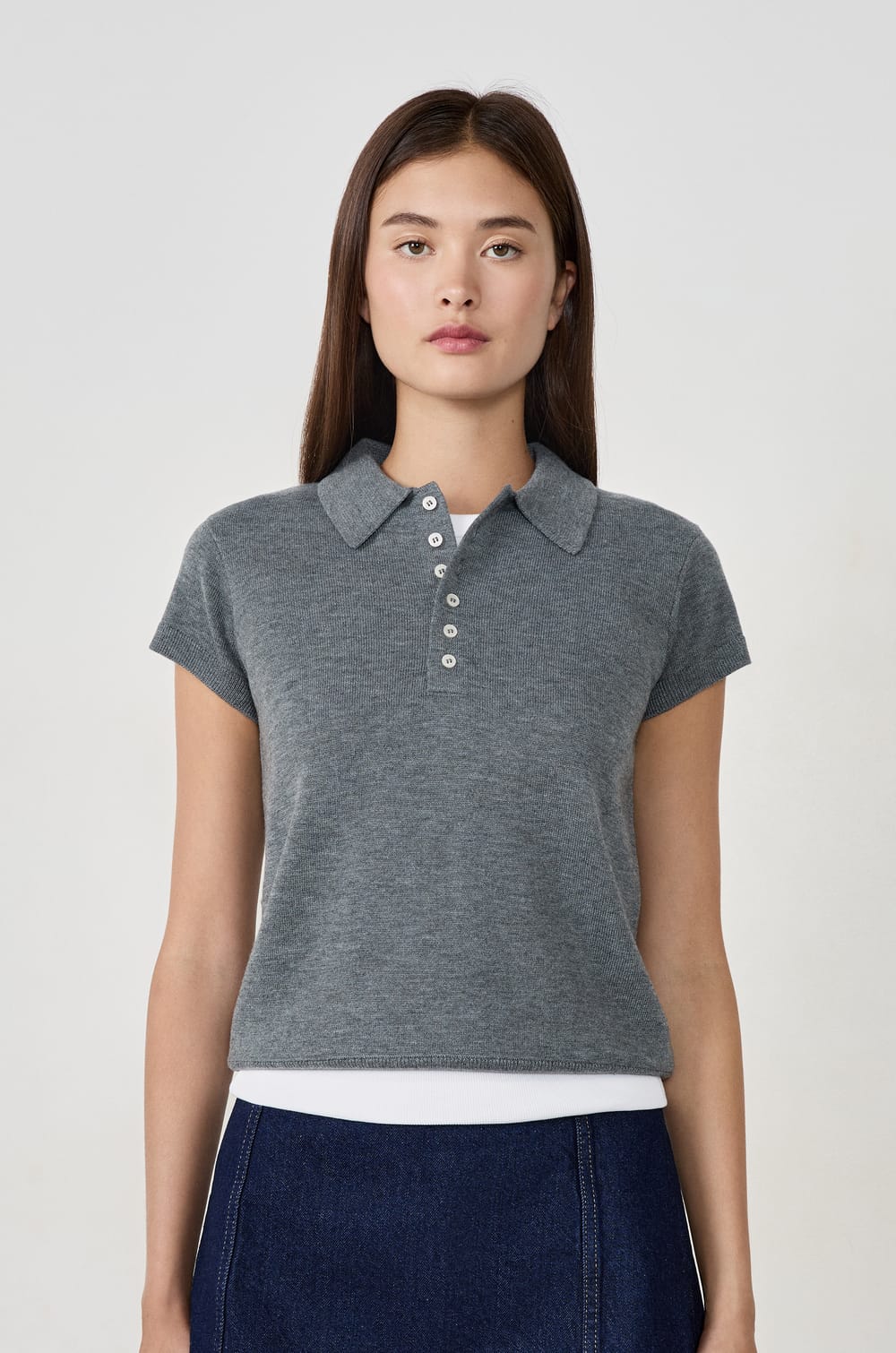 Polo manches courtes à boutons;${refinementColor}