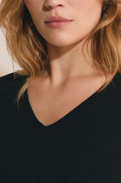 V-neck Cotton T-shirt;${refinementColor}