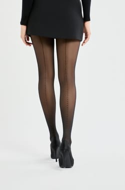 Transparente Strumpfhose mit Print;${refinementColor}