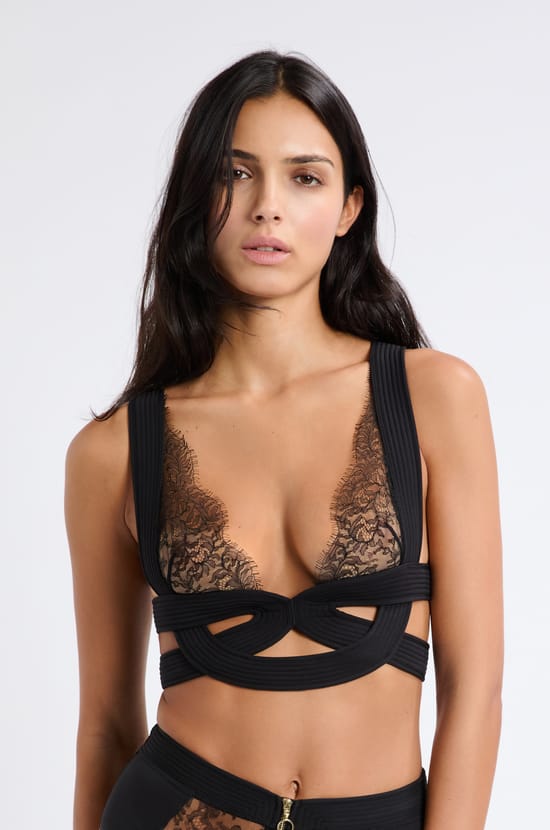 Soutien-gorge brassière bustier en dentelle;${refinementColor}