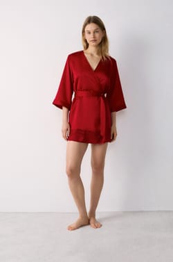 Satin Robe with Lace Details;${refinementColor}