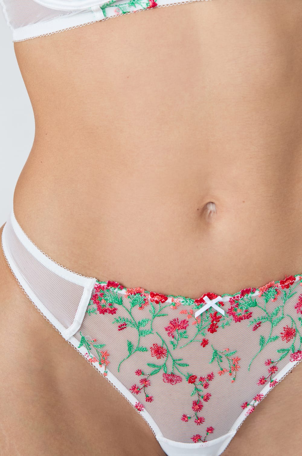 Embroidered Tulle Thong;${refinementColor}