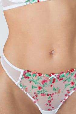 Embroidered Tulle Thong;${refinementColor}