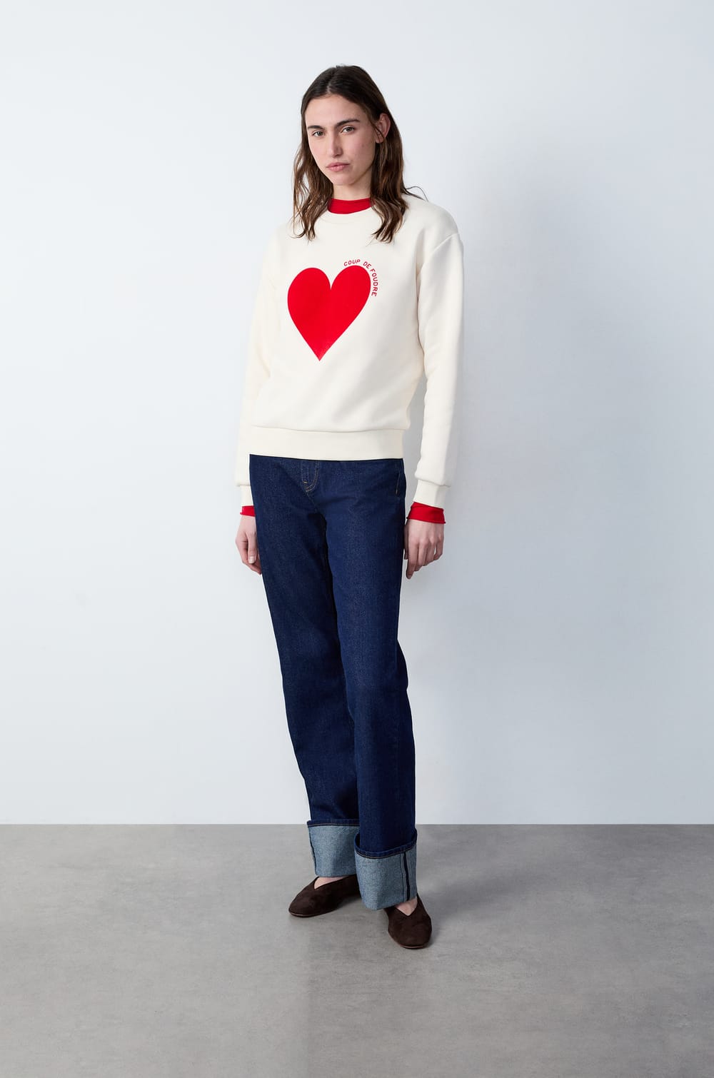 Heart Print Sweatshirt;${refinementColor}