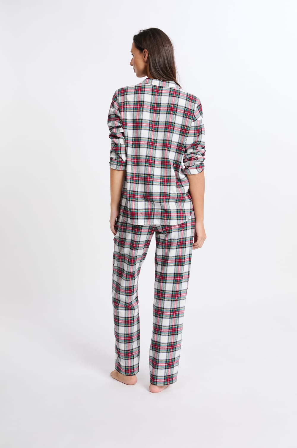 2-Piece Checkered Cotton Pajama Set;${refinementColor}