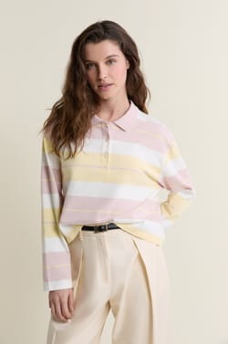 T-shirt manches longues col polo;${refinementColor}