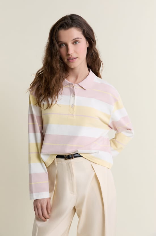 T-shirt manches longues col polo;${refinementColor}