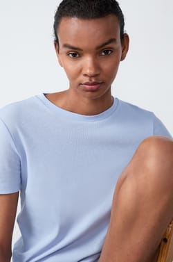 Short-Sleeved Ribbed Cotton T-Shirt;${refinementColor}
