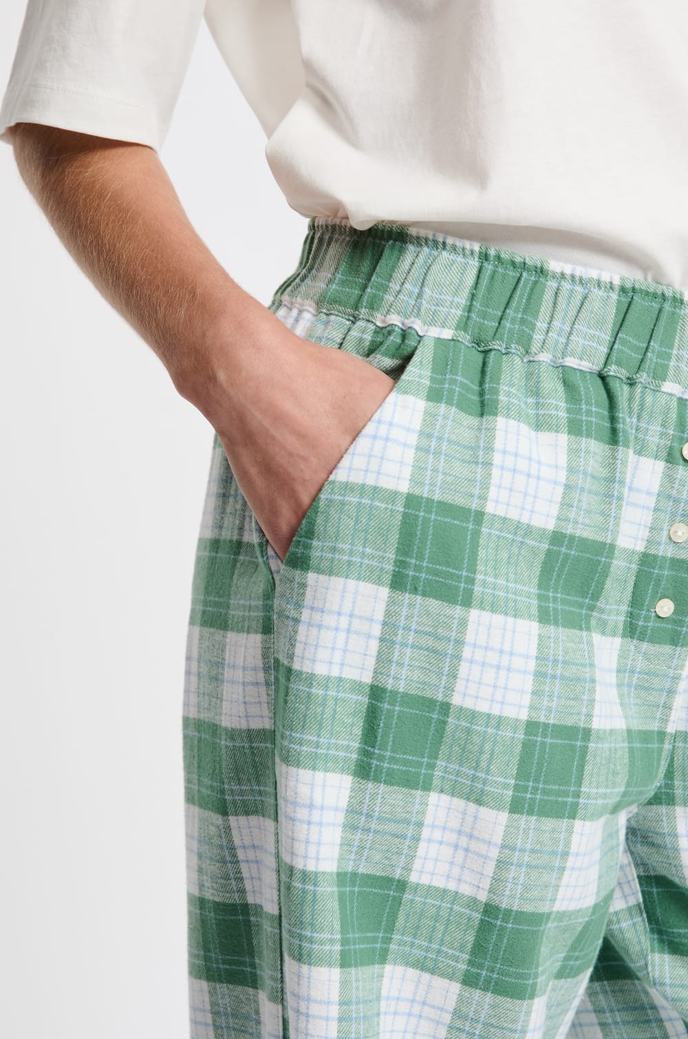 Pantalon de pyjama à carreaux en coton;${refinementColor}