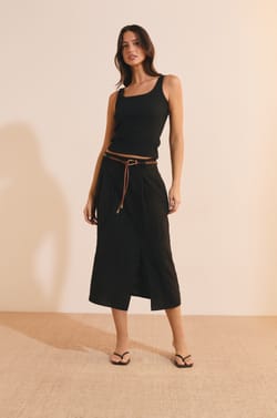 Jupe midi &agrave; fente;${refinementColor}