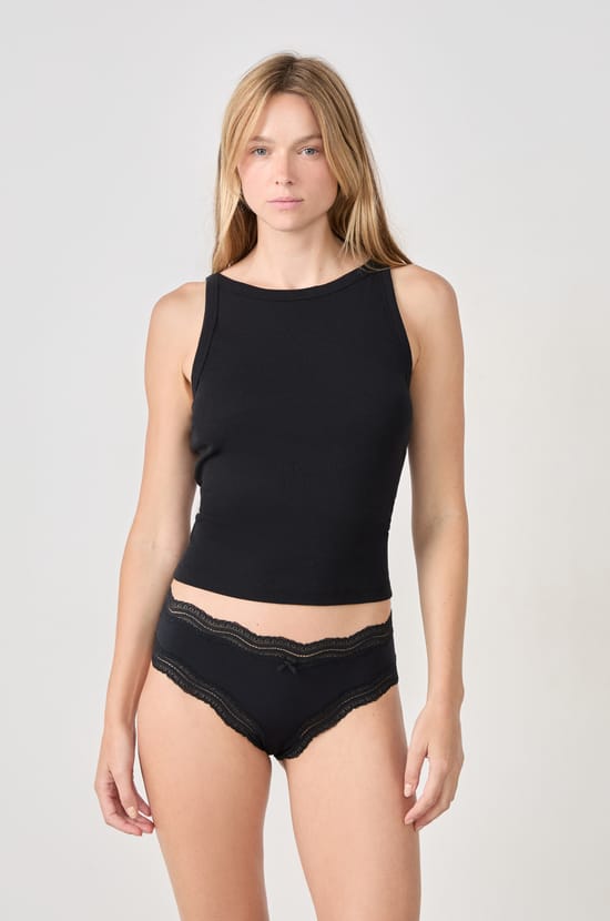 Microfibre Boyshort with Lace Trim;${refinementColor}