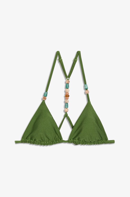 Triangle Beaded Detail Satin Bikini Top;${refinementColor}