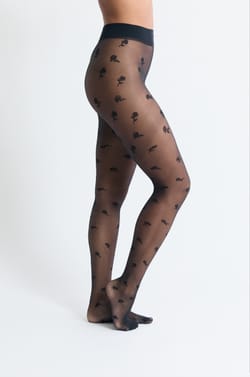 Collant transparent &agrave; motifs fleurs;${refinementColor}