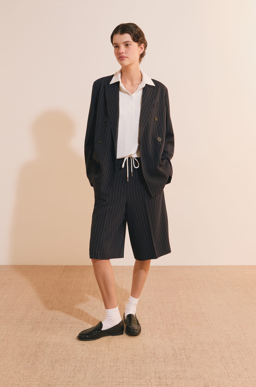 Veste blazer &agrave; rayures;${refinementColor}
