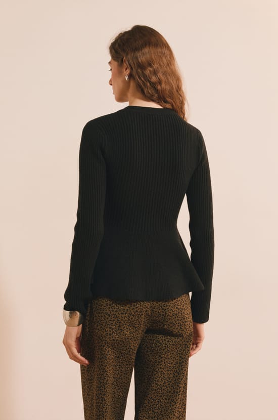 Pull manches longues &agrave; volants;${refinementColor}