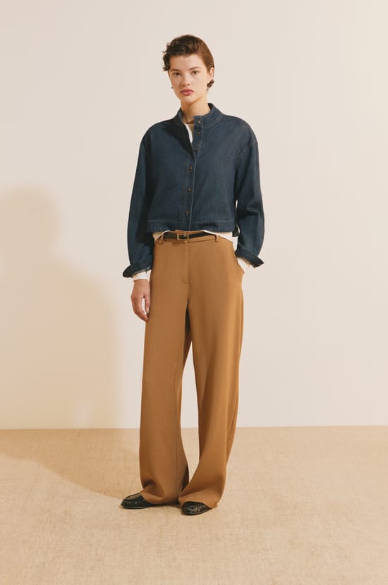 Chemise manches longues en jean;${refinementColor}