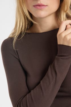 T-shirt thermique col bateau avec cachemire;${refinementColor}