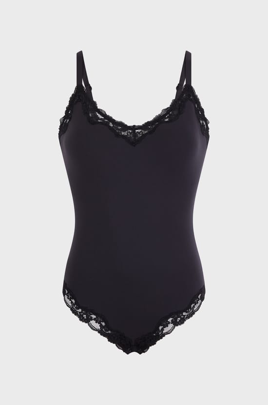 Bodysuit in Microfiber and Lace;${refinementColor}