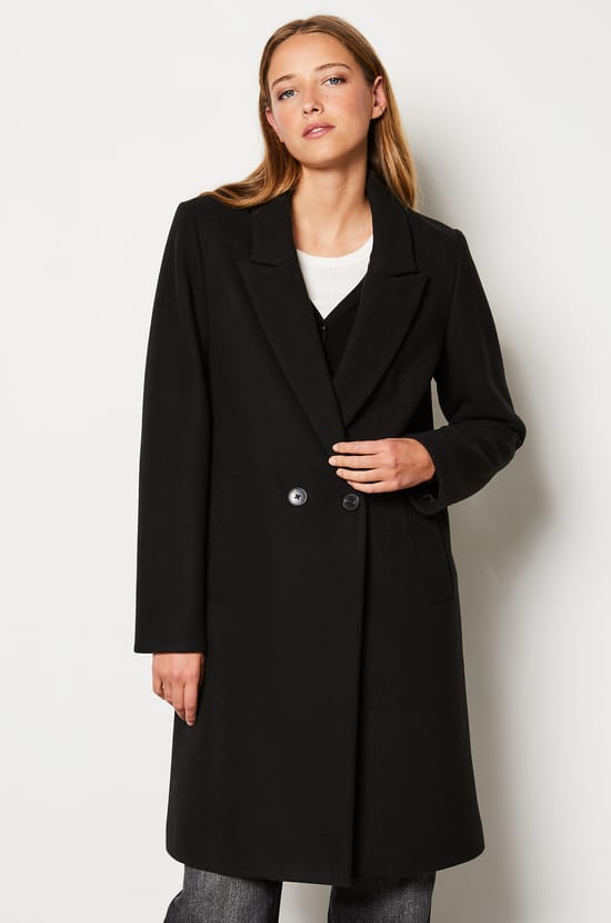 Manteau long boutonné avec laine;${refinementColor}