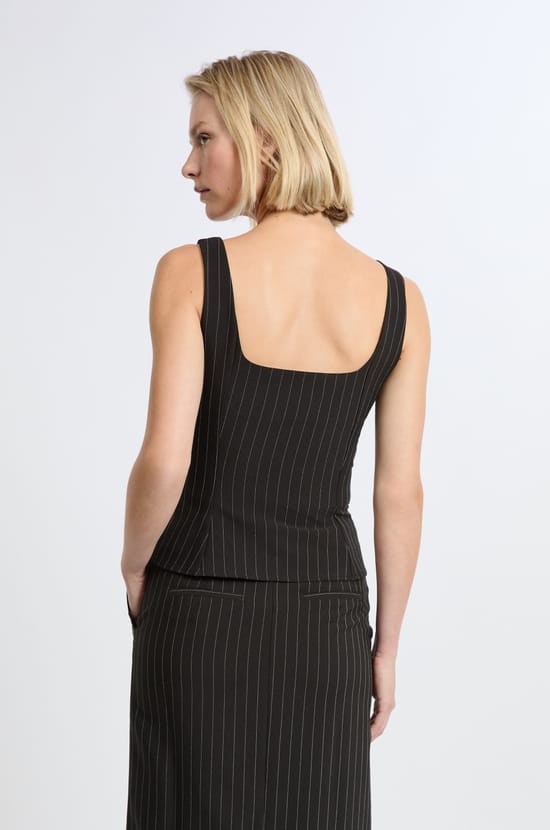 Top à volant à rayure;${refinementColor}