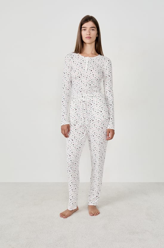 Pantalon de pyjama à imprimé cœurs;${refinementColor}