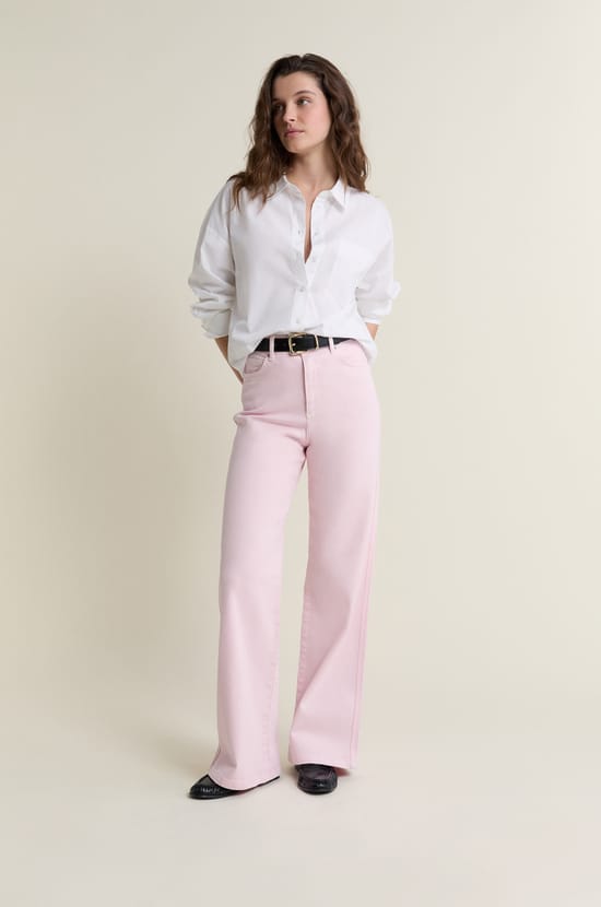 Pantalon droit taille haute;${refinementColor}