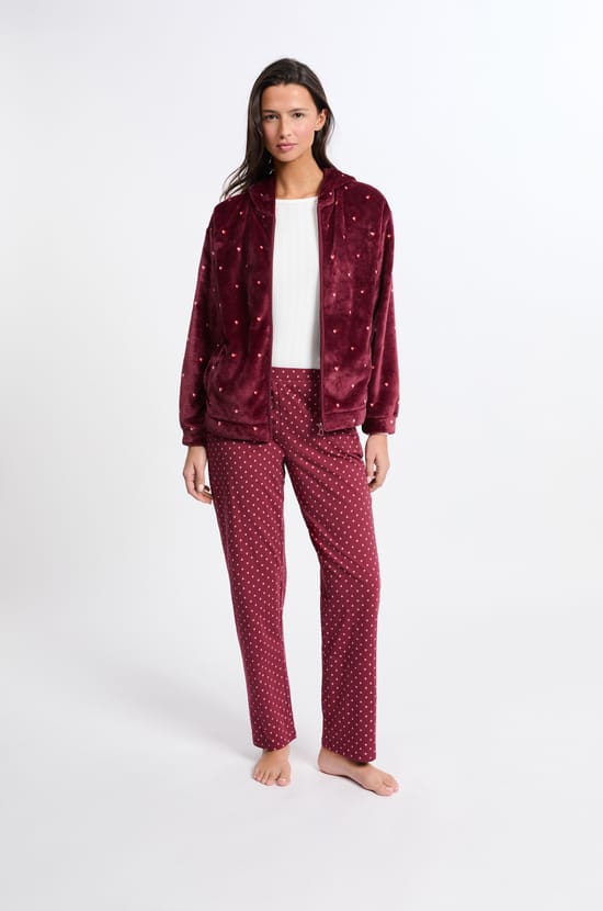 3-Piece Pajama Set With Heart Print In Cotton;${refinementColor}