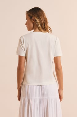 Short-sleeved T-shirt with "la vie est belle" inscription;${refinementColor}