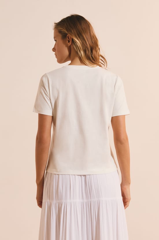 Short-sleeved T-shirt with "la vie est belle" inscription;${refinementColor}