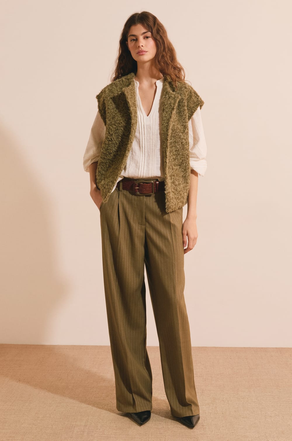 Pantalon droit &agrave; rayures;${refinementColor}
