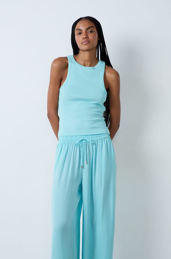Débardeur en coton côtelé;${refinementColor}