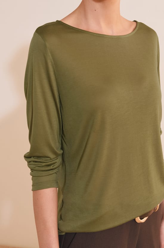 T-shirt col bateau manches longues;${refinementColor}