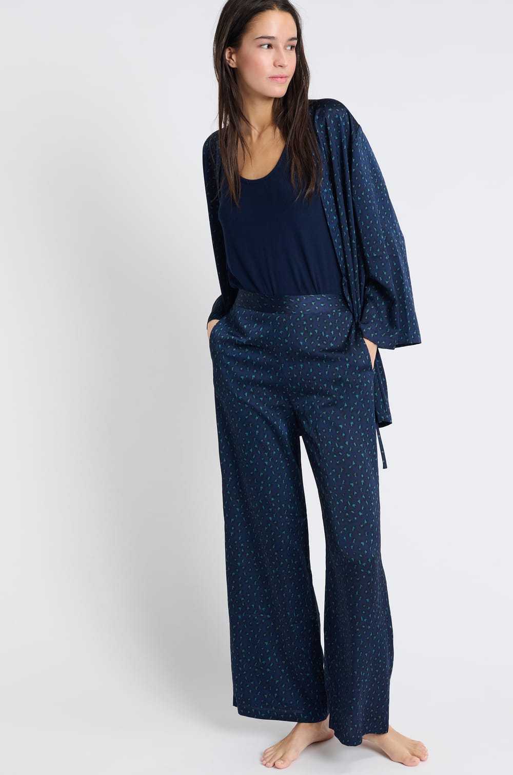 Pantalon de pyjama satiné;${refinementColor}