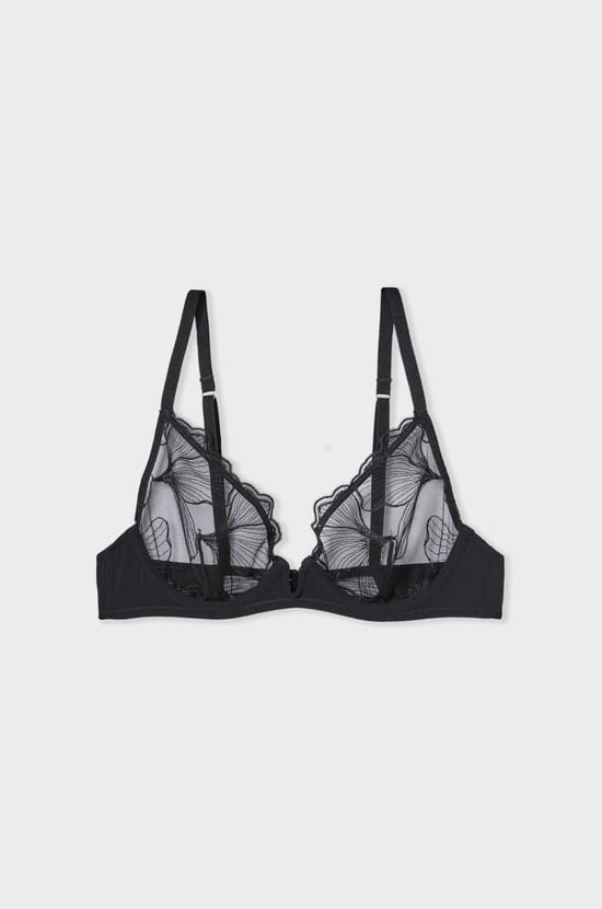 Embroidered Unlined Demi Bra;${refinementColor}