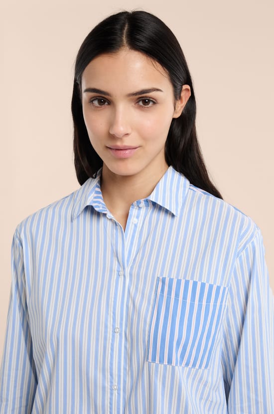 Striped Pyjama Shirt;${refinementColor}
