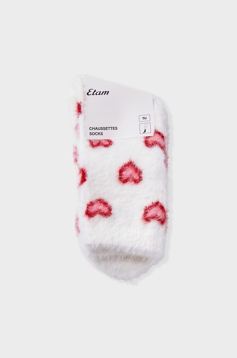 Chaussettes en grosse maille à motifs coeurs;${refinementColor}