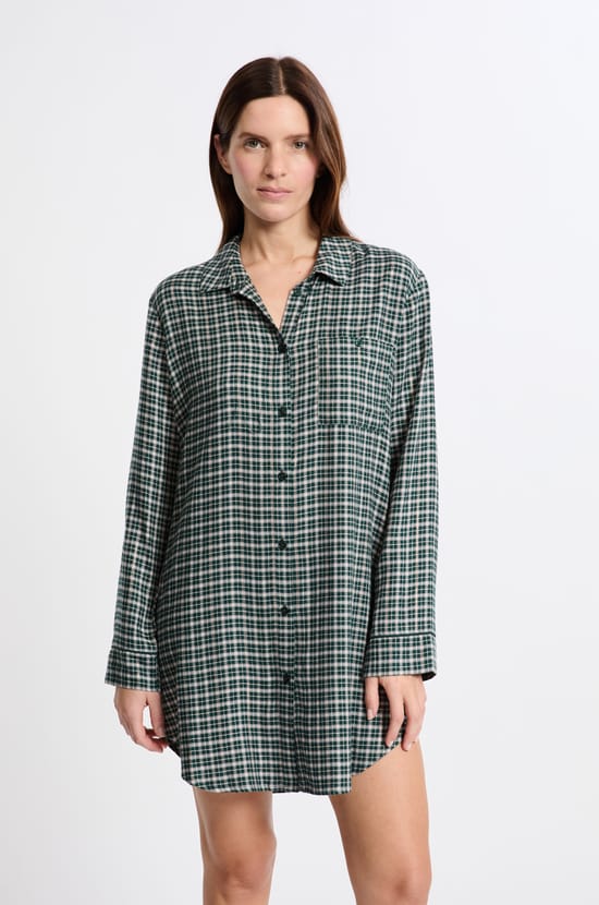 Robe chemise de nuit à carreaux;${refinementColor}