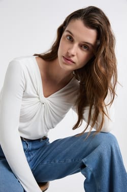 Draped Effect Ribbed T-shirt;${refinementColor}