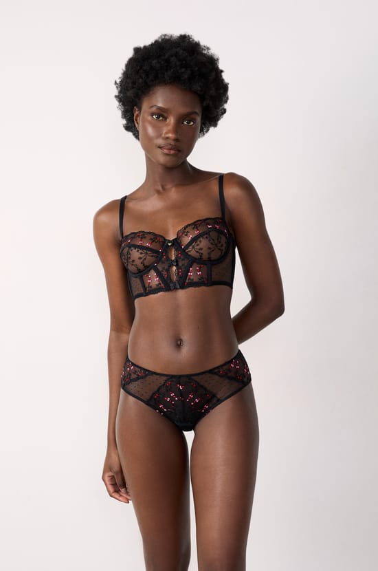 Shorty en tulle brodé;${refinementColor}