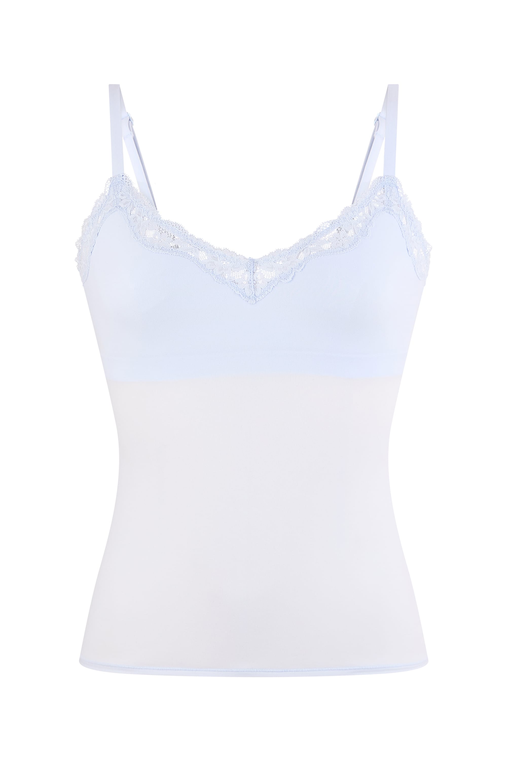 Camisole in Microfiber and Lace with Integrated Bralette - PURE